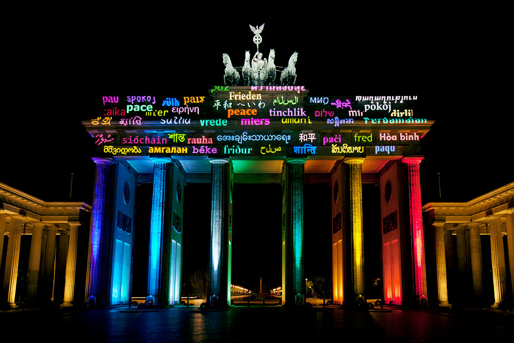 Event Commemorating the 150th Anniversary of the Relationship between Germany and Japan — Light Message for Peace, Berlin, Germany